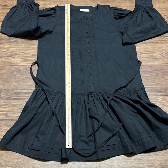 Ulla Johnson Black Cotton Tiered Button Front Dress Size 14 - Picture 4 of 10